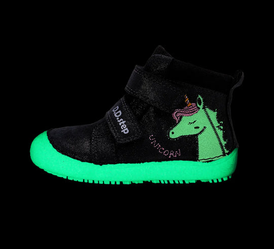 D.D.step Kinder Barfuß Herbst Fluoreszierend Mädchen Lederschuhe Dunkelgrau