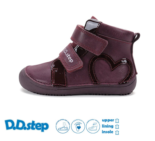 Kinder Barfuß Herbst Mädchen Lederschuhe Himbeerrot D.D.step ddstep