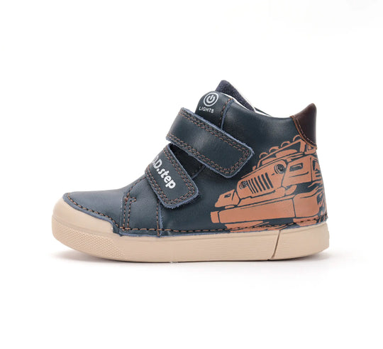 D.D.step Kinder Herbst LED blinkend Jungen Lederschuhe Königsblau