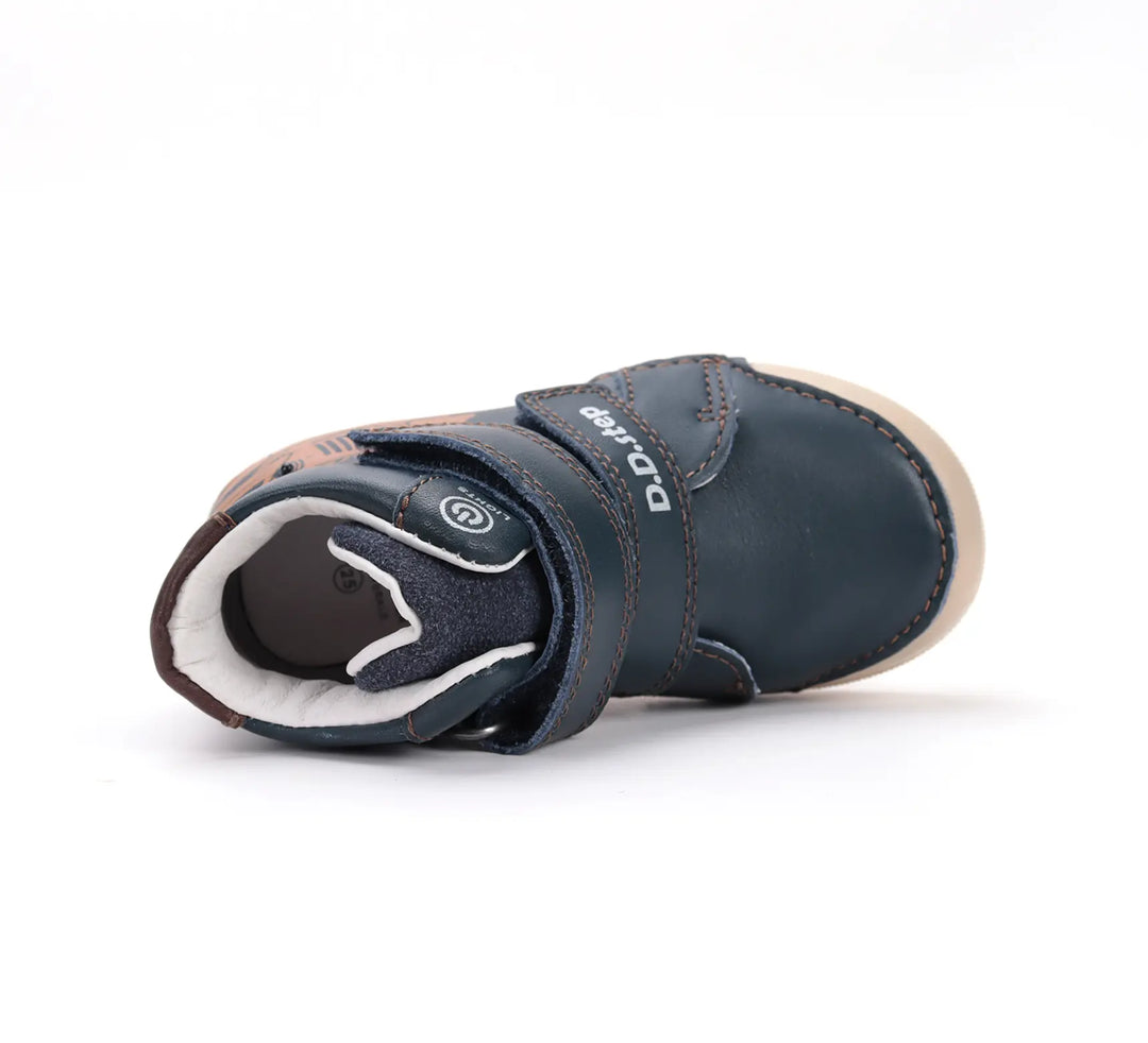 D.D.step Kinder Herbst LED blinkend Jungen Lederschuhe Königsblau