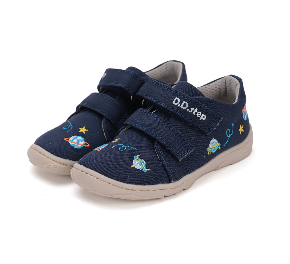 D.D.step Kinder Barfuß Sneaker Jungen Canvas Schuhe Königsblau