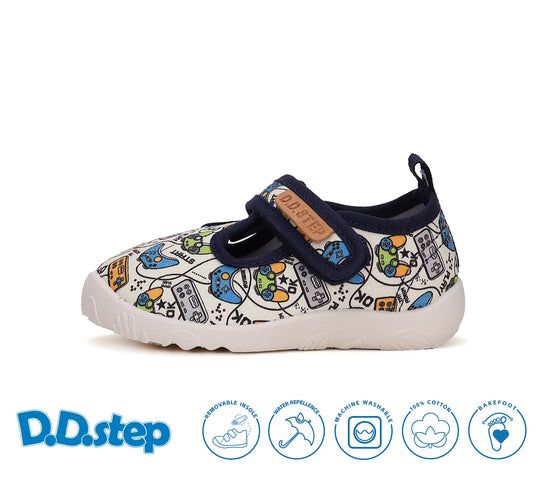 Kinder Barfuß Sneaker Jungen Canvas Schuhe Weiß D.D.step ddstep