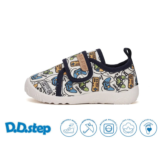 Kinder Barfuß Sneaker Jungen Canvas Schuhe Weiß D.D.step ddstep