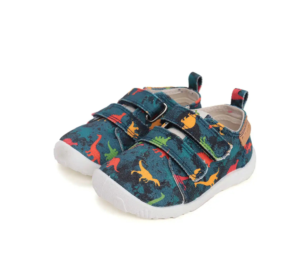 Kinder Barfuß Sneaker Jungen Canvas Schuhe Bermudablau Dino D.D.step ddstep