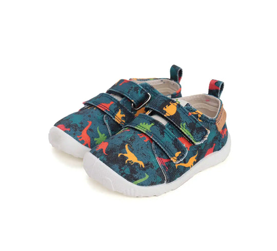Kinder Barfuß Sneaker Jungen Canvas Schuhe Bermudablau Dino D.D.step ddstep