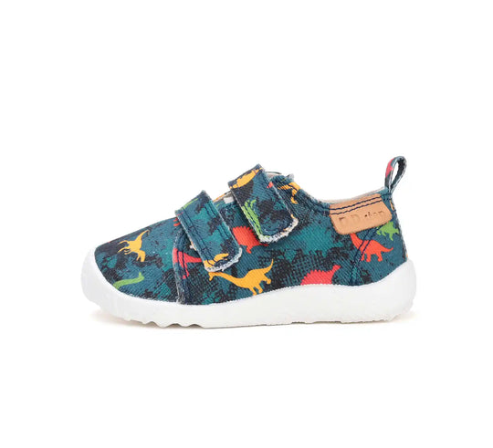 Kinder Barfuß Sneaker Jungen Canvas Schuhe Bermudablau Dino D.D.step ddstep