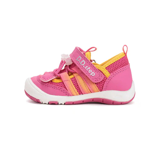 D.D.step Kinder Sport Sneaker Mädchen Canvas Schuhe Rosa-Gelb