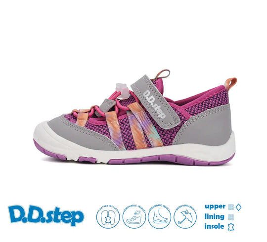 D.D.step Kinder Sport Sneaker Mädchen Canvas Schuhe Rubinrot-Grau