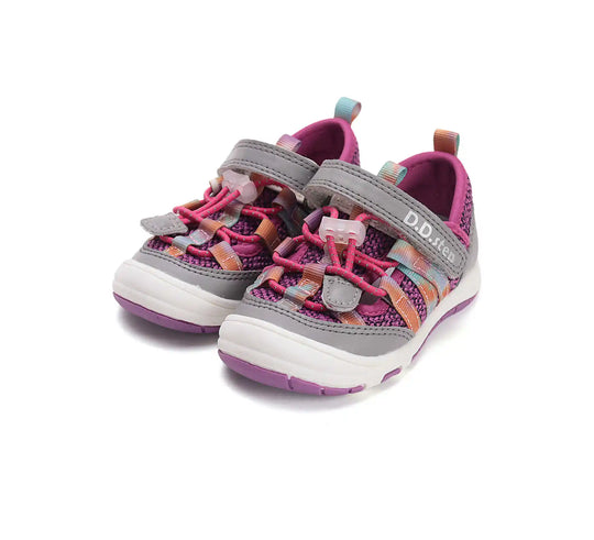 D.D.step Kinder Sport Sneaker Mädchen Canvas Schuhe Rubinrot-Grau