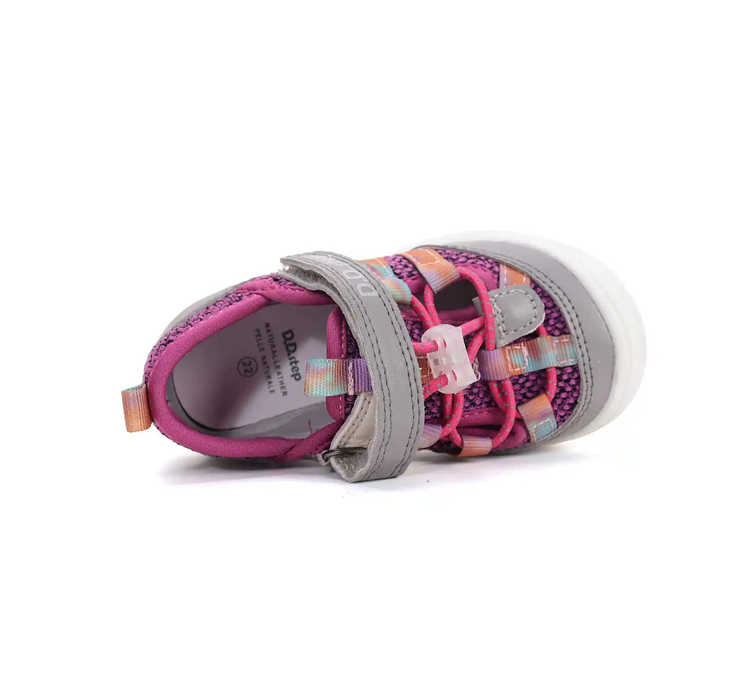 D.D.step Kinder Sport Sneaker Mädchen Canvas Schuhe Rubinrot-Grau