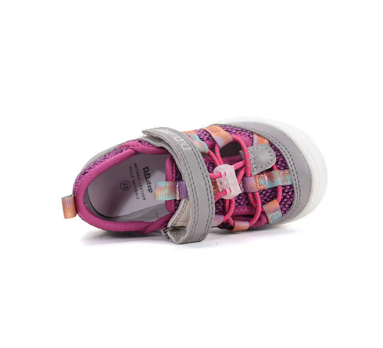 D.D.step Kinder Sport Sneaker Mädchen Canvas Schuhe Rubinrot-Grau