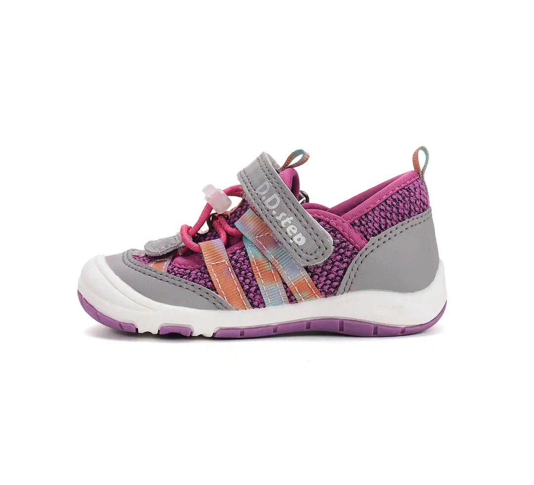 D.D.step Kinder Sport Sneaker Mädchen Canvas Schuhe Rubinrot-Grau