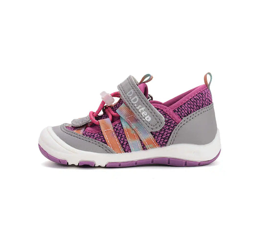 D.D.step Kinder Sport Sneaker Mädchen Canvas Schuhe Rubinrot-Grau