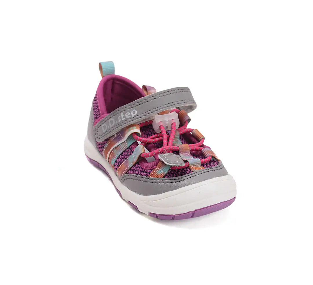 D.D.step Kinder Sport Sneaker Mädchen Canvas Schuhe Rubinrot-Grau