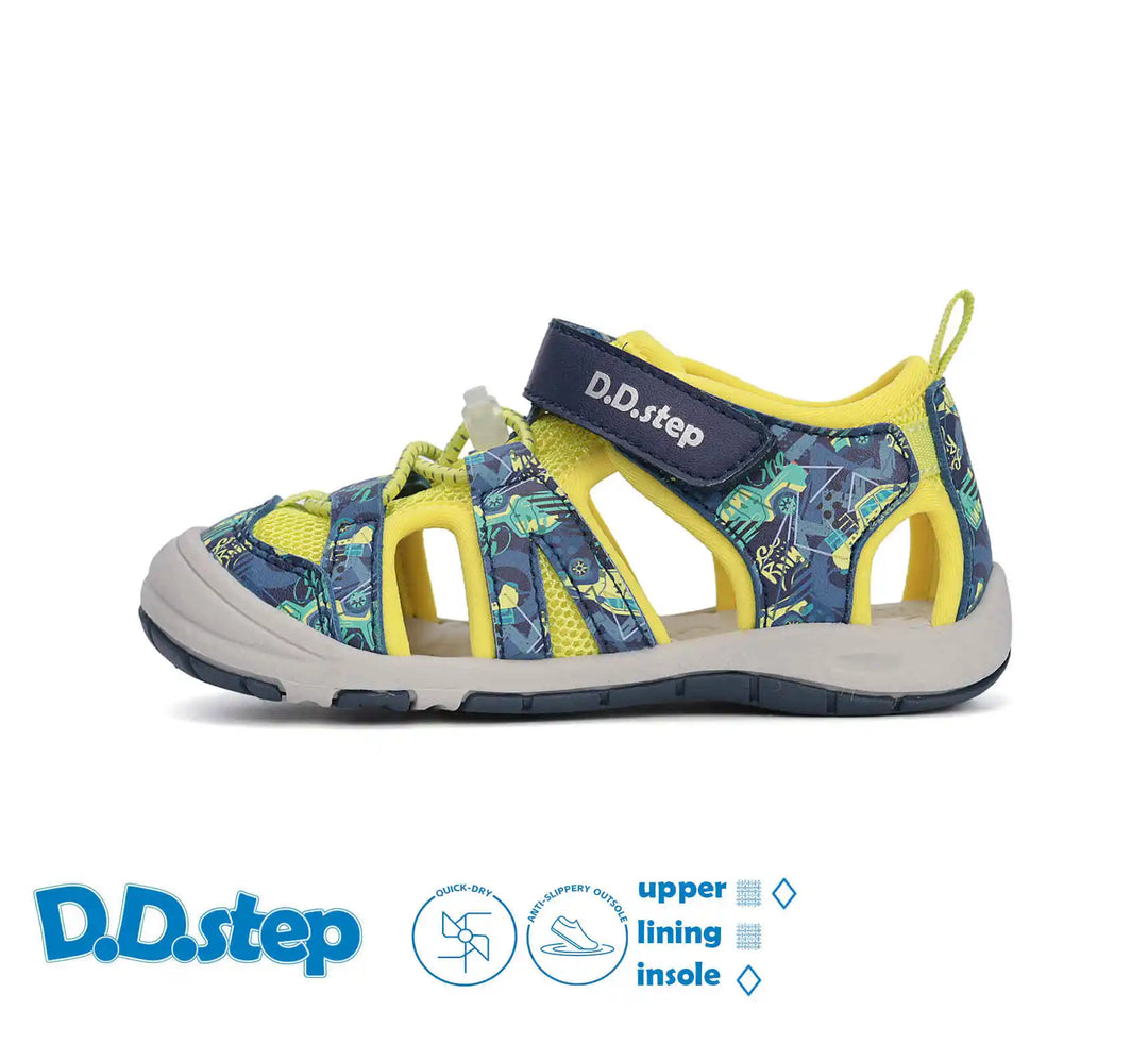 D.D.step Kinder Sport Sandalen Jungen Stoffschuhe Gelb-Blau