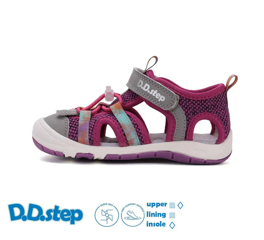 D.D.step Kinder Sport Sandalen Mädchen Stoffschuhe Rubinrot