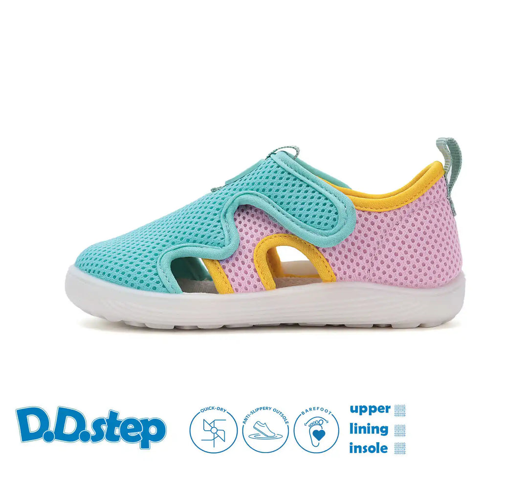 D.D.step Kinder Barfuß Sport Sandalen Mädchen Stoffschuhe Türkis-Rosa