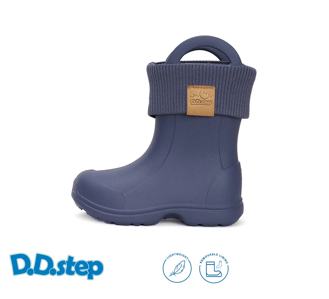Kinder Gummistiefel Jungen in Royalblau, leicht und flexibel mit Fleece-Socke D.D.step ddstep