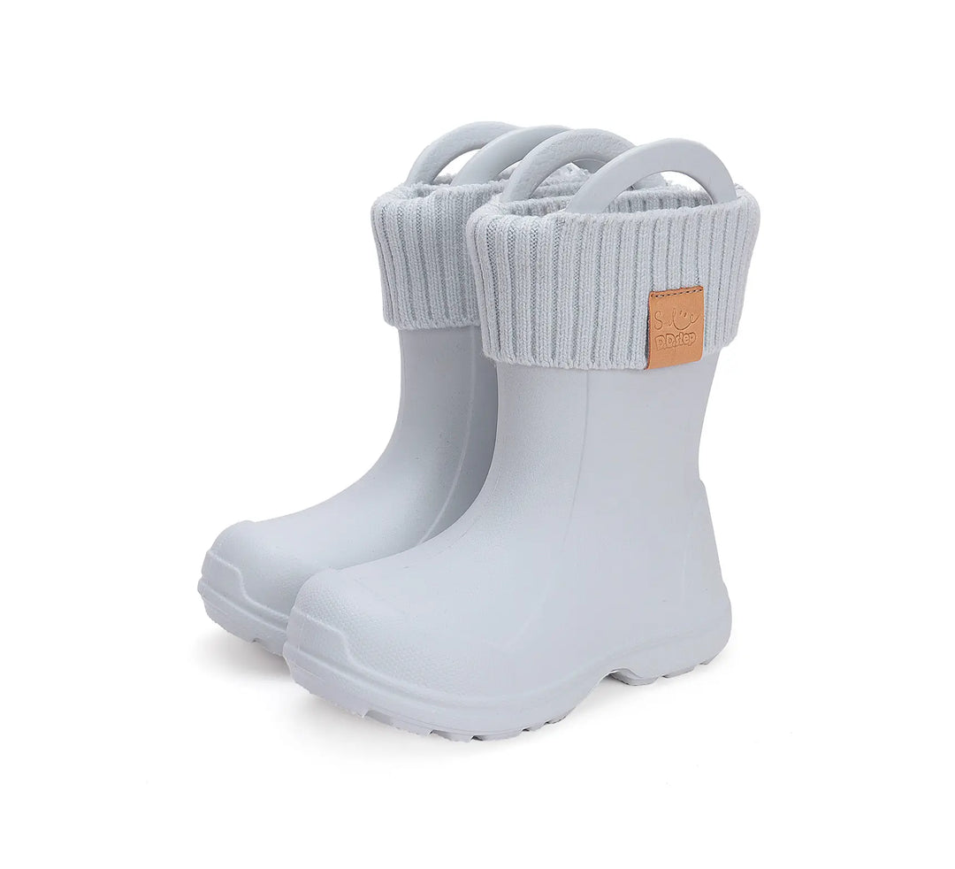 Kinder Gummistiefel Jungen in Grau, leicht und flexibel mit Fleece Socke D.D.step ddstep
