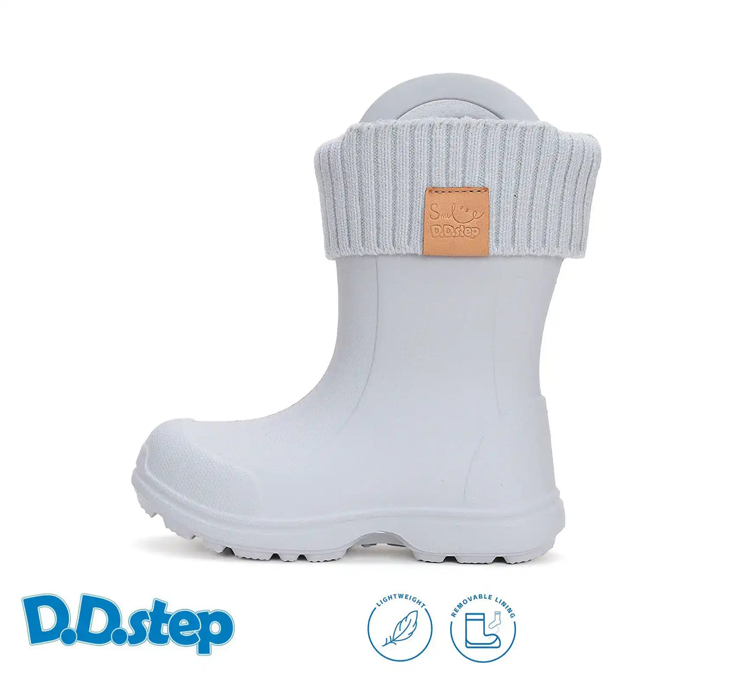 Kinder Gummistiefel Jungen in Grau, leicht und flexibel mit Fleece Socke D.D.step ddstep