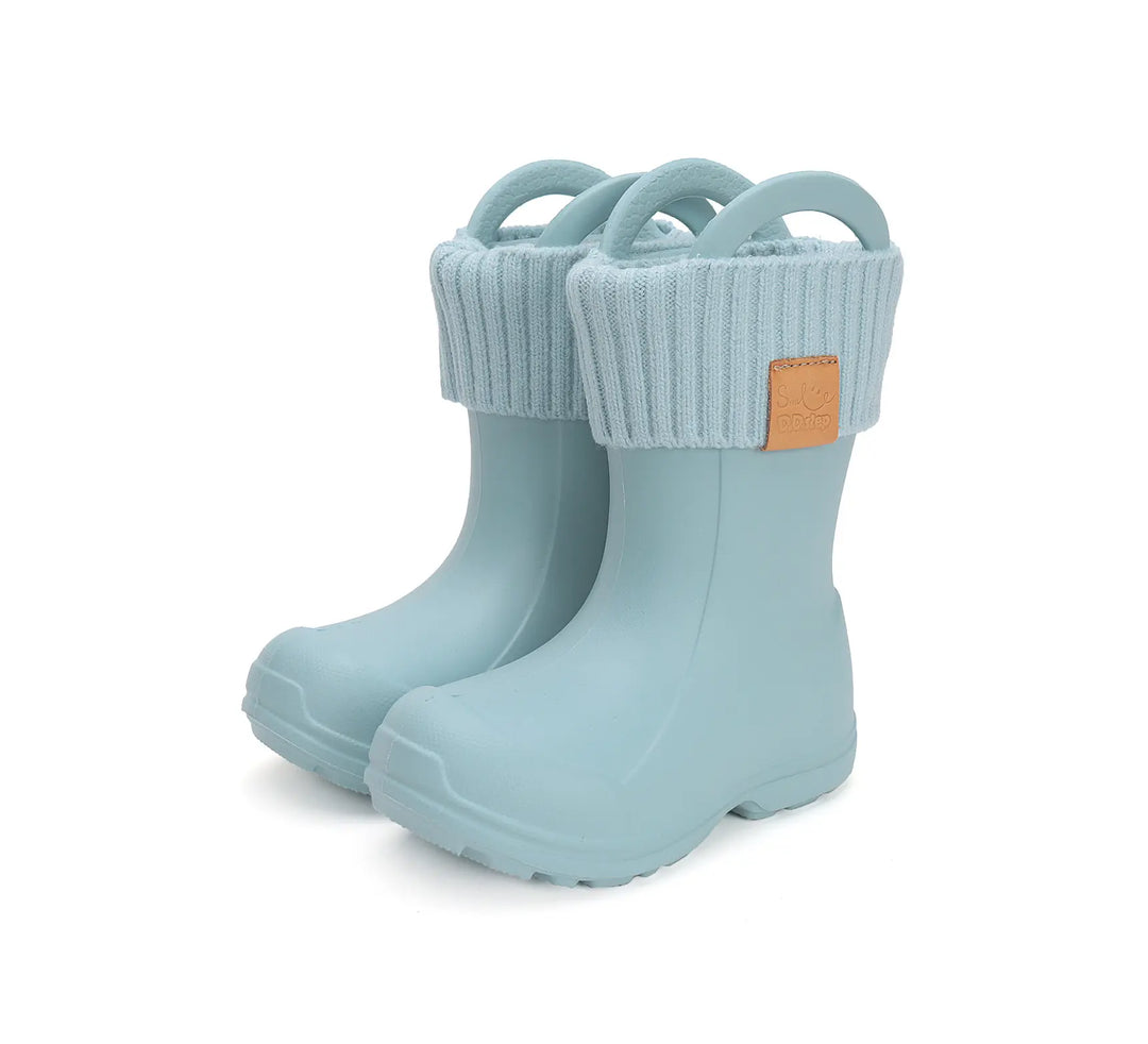Kinder Gummistiefel Jungen in Seegrün, leicht und flexibel mit Fleece Socke D.D.step ddstep