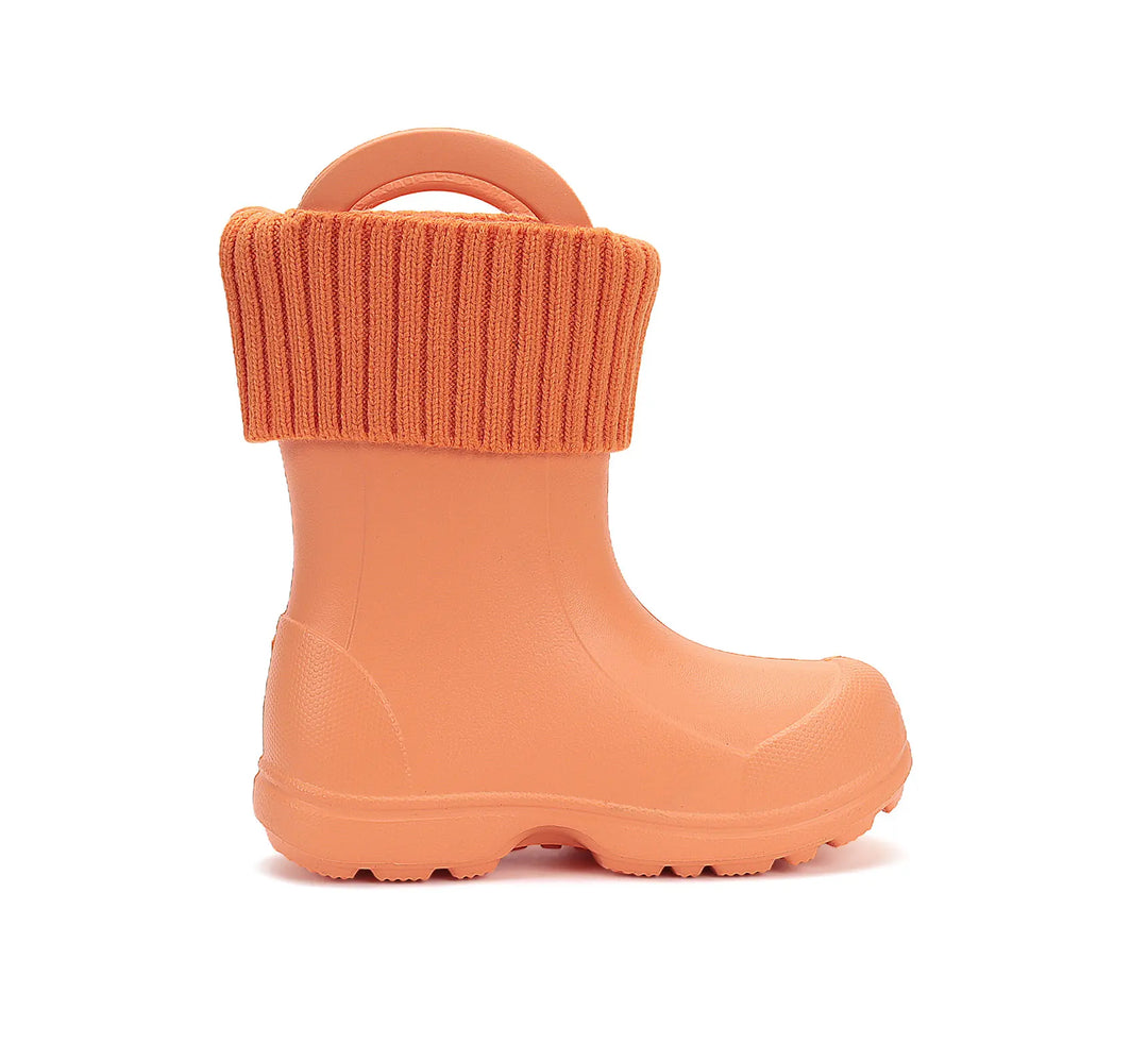 Kinder Gummistiefel Mädchen in Orange, leicht und flexibel mit Fleece Socke D.D.step ddstep
