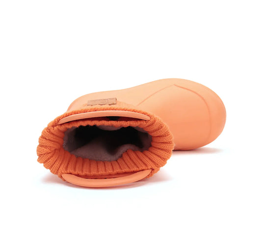 Kinder Gummistiefel Mädchen in Orange, leicht und flexibel mit Fleece Socke D.D.step ddstep