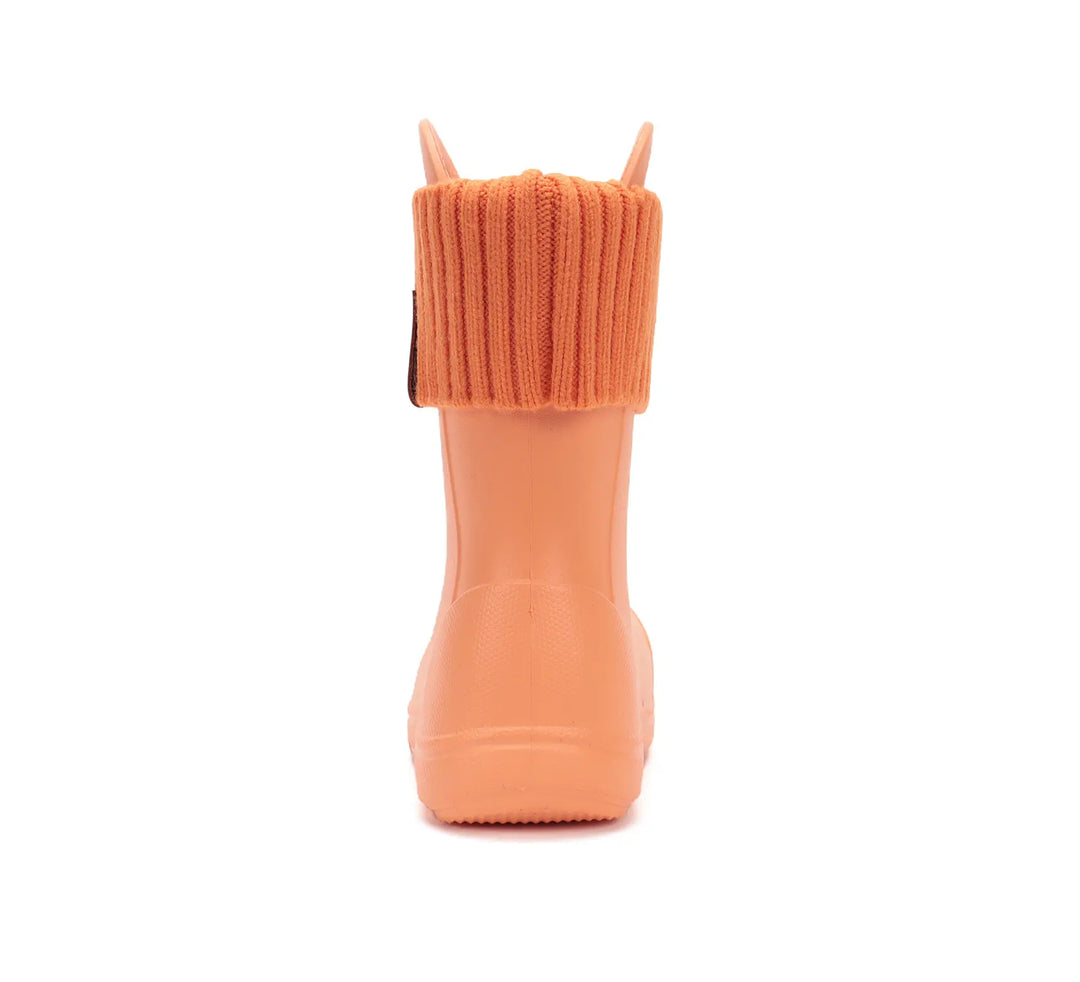 Kinder Gummistiefel Mädchen in Orange, leicht und flexibel mit Fleece Socke D.D.step ddstep