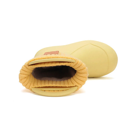 Kinder Gummistiefel Mädchen in Gelb, leicht und flexibel mit Fleece Socke D.D.step ddstep