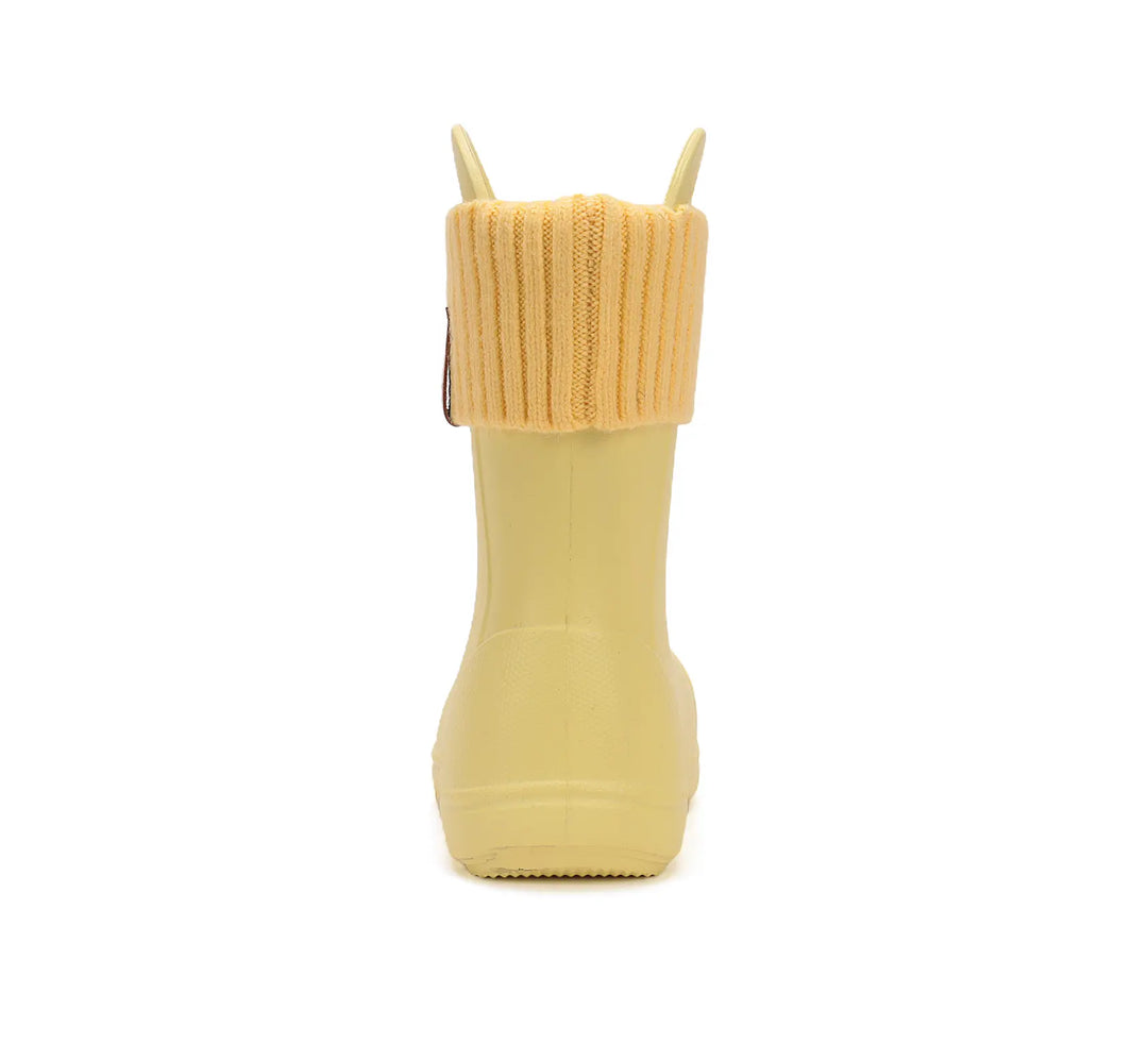 Kinder Gummistiefel Mädchen in Gelb, leicht und flexibel mit Fleece Socke D.D.step ddstep