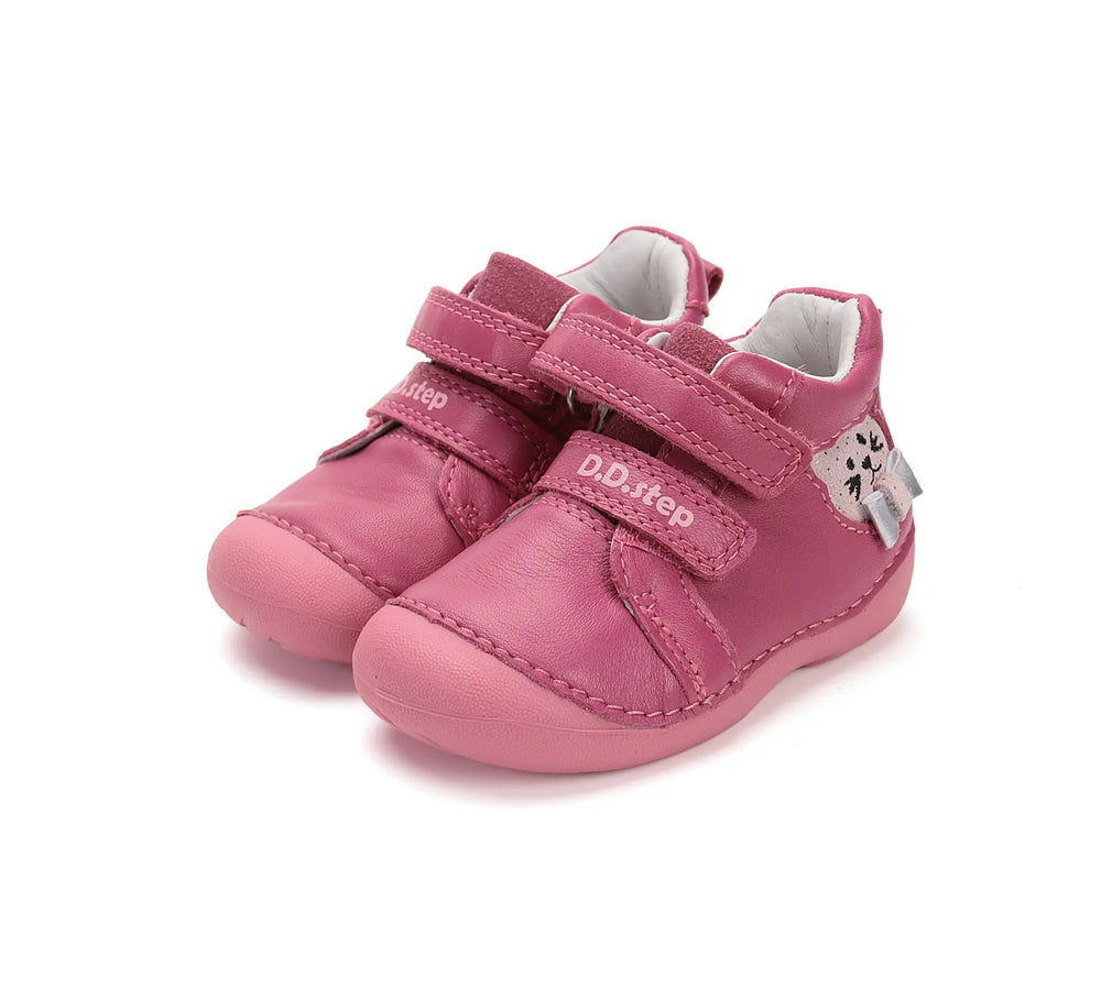 D.D.step Kinder Erster Schritt Frühling Mädchen Lederschuhe Dunkelrosa