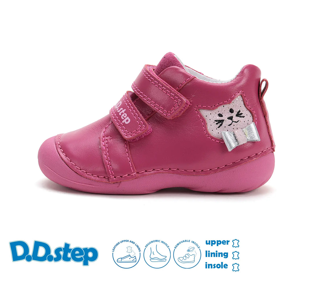 Kinder Erster Schritt Frühling Mädchen Lederschuhe Dunkelrosa D.D.step ddstep