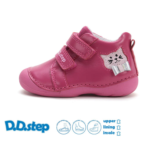 Kinder Erster Schritt Frühling Mädchen Lederschuhe Dunkelrosa D.D.step ddstep