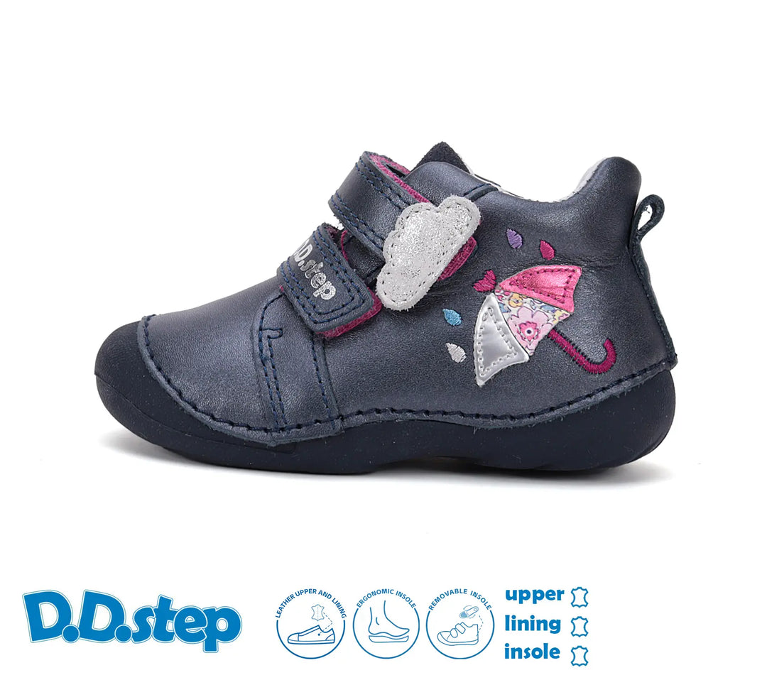 Kinder Erster Schritt Frühling Mädchen Lederschuhe Königsblau D.D.step ddstep