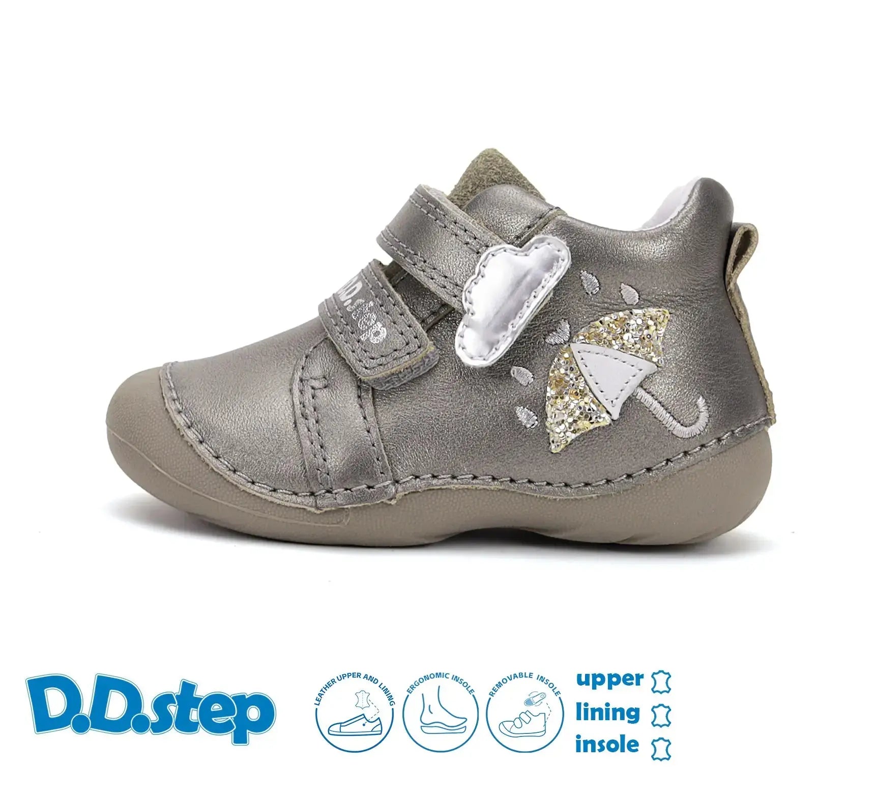 Mädchen Erster Schritt Dunkelgrau Sommerschuhe D.D.Step