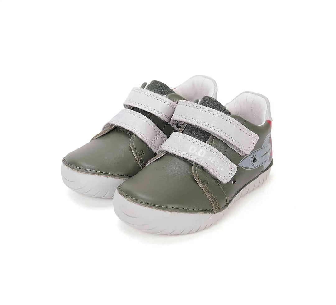 D.D.step Kinder Frühling LED blinkend Jungen Lederschuhe Smaragdgrün