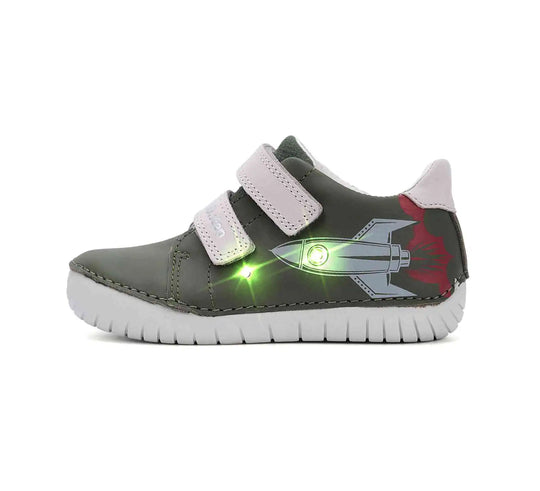 D.D.step Kinder Frühling LED blinkend Jungen Lederschuhe Smaragdgrün