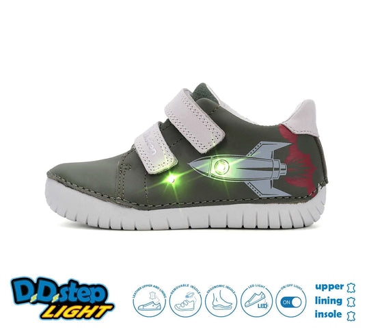 D.D.step Kinder Frühling LED blinkend Jungen Lederschuhe Smaragdgrün