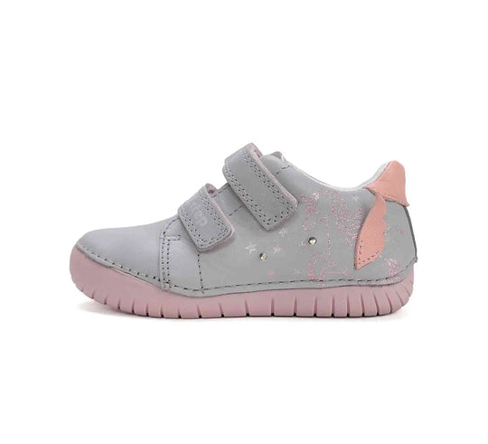 D.D.step Kinder Frühling LED blinkend Mädchen Lederschuhe Taubengrau