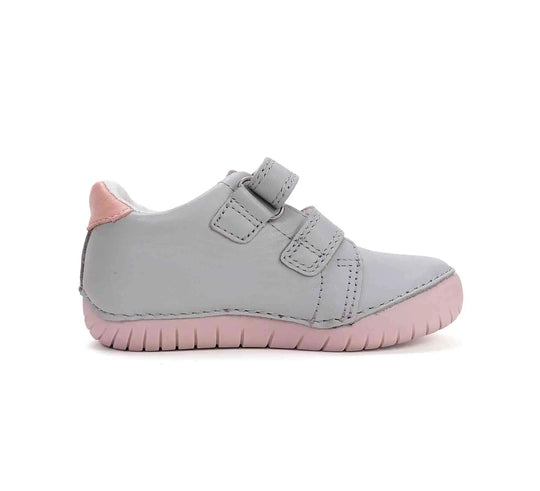 D.D.step Kinder Frühling LED blinkend Mädchen Lederschuhe Taubengrau