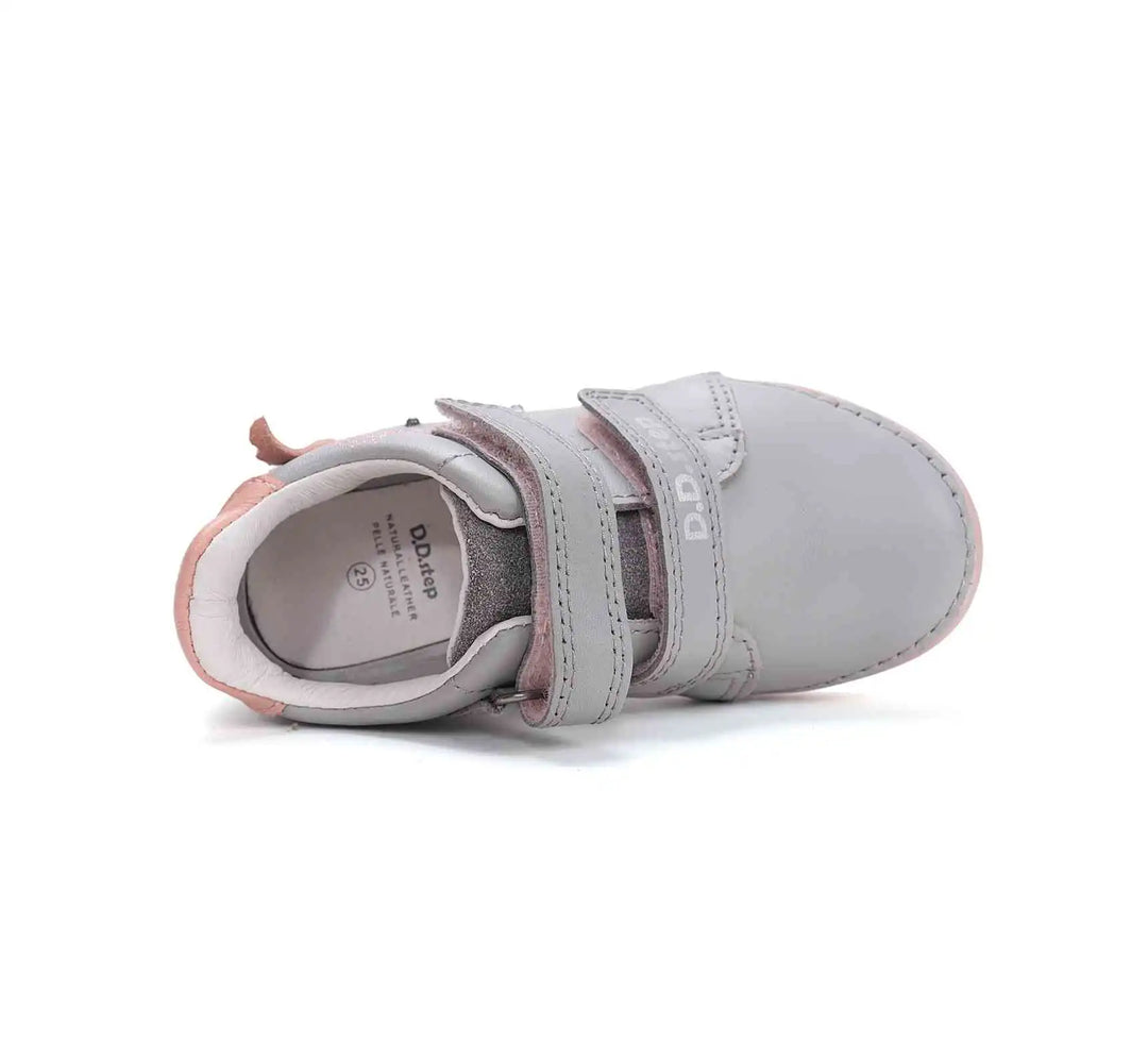 D.D.step Kinder Frühling LED blinkend Mädchen Lederschuhe Taubengrau