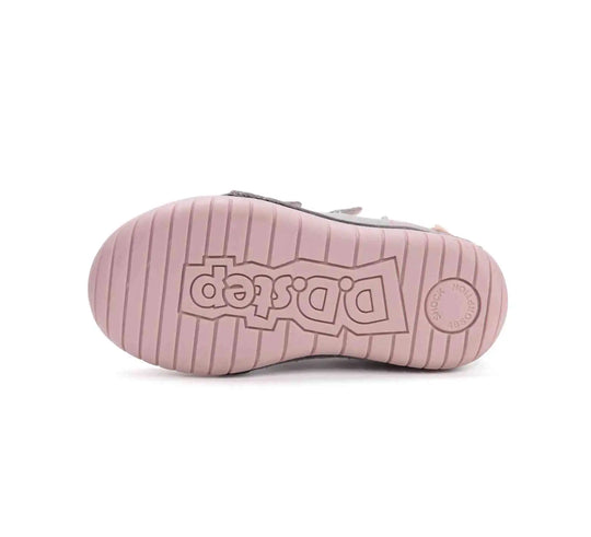 D.D.step Kinder Frühling LED blinkend Mädchen Lederschuhe Taubengrau