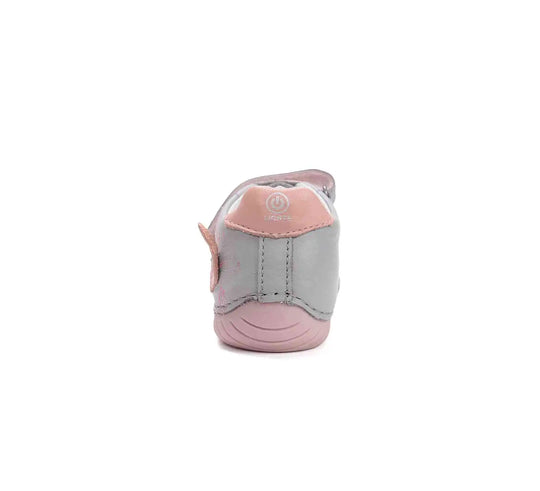 D.D.step Kinder Frühling LED blinkend Mädchen Lederschuhe Taubengrau