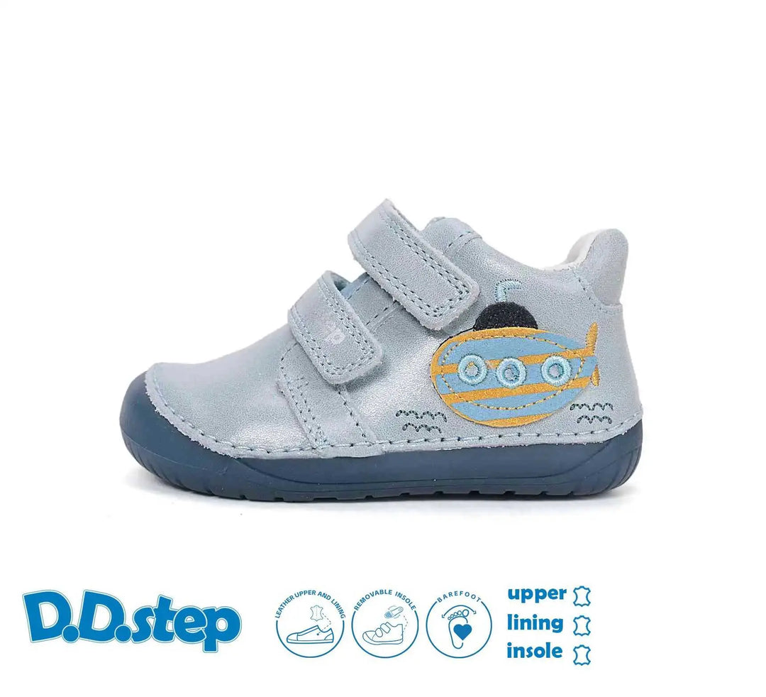 Kinder Barfuß Frühling Jungen Lederschuhe Silberblau D.D.step ddstep