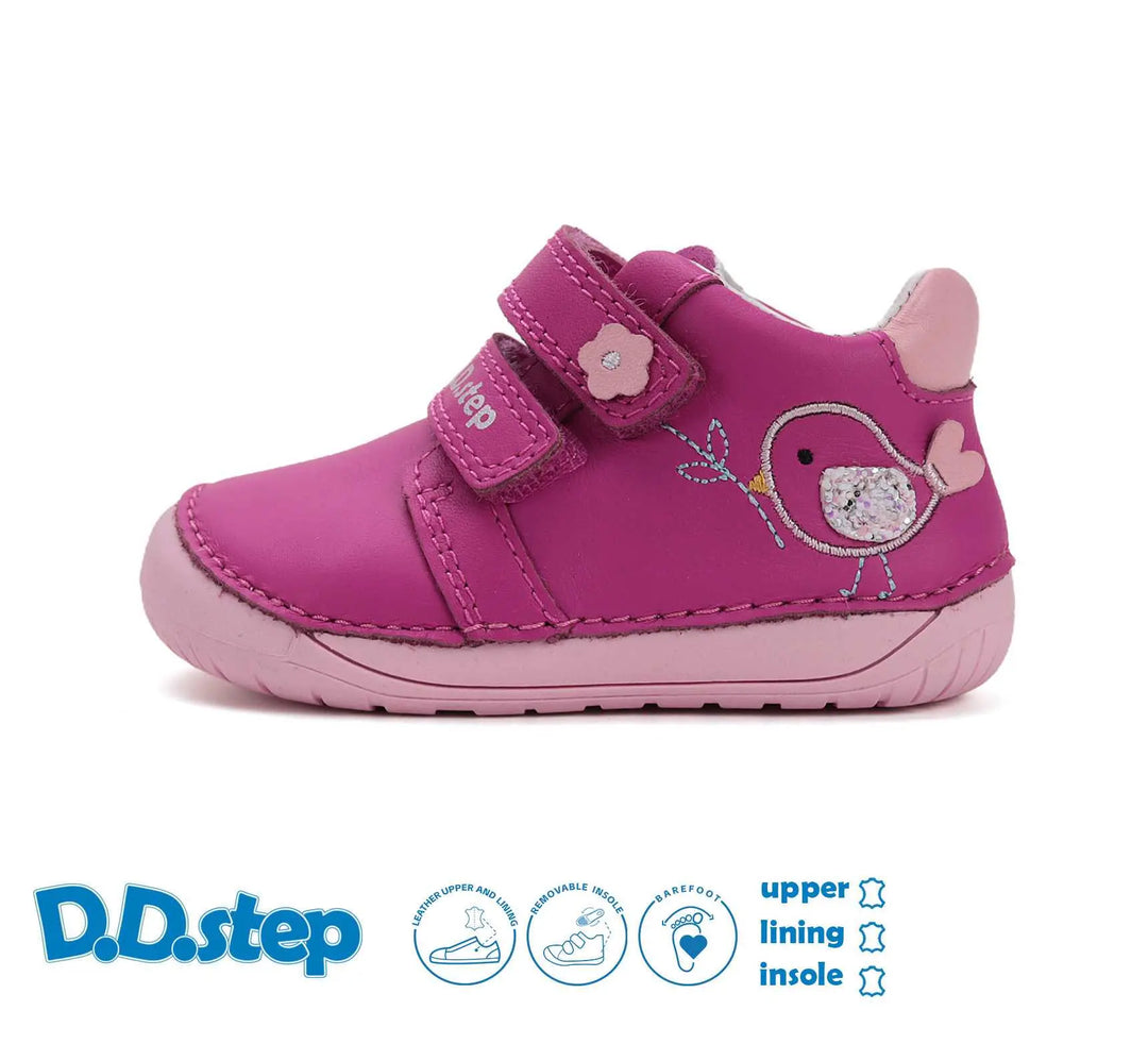 Kinder Barfuß Frühling Mädchen Lederschuhe Rosa-Rot D.D.step ddstep