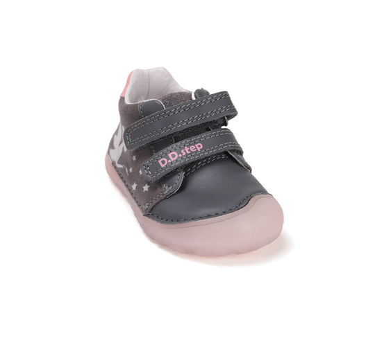 Kinder Barfuß Fluoreszierend Frühling Mädchen Lederschuhe Dunkelgrau D.D.step ddstep