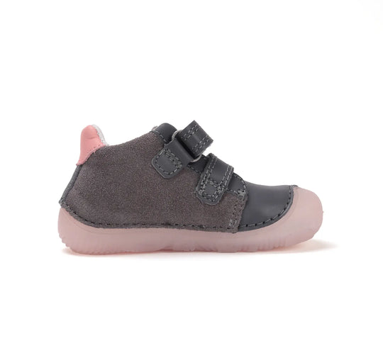 Kinder Barfuß Fluoreszierend Frühling Mädchen Lederschuhe Dunkelgrau D.D.step ddstep