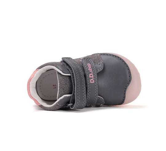 Kinder Barfuß Fluoreszierend Frühling Mädchen Lederschuhe Dunkelgrau D.D.step ddstep