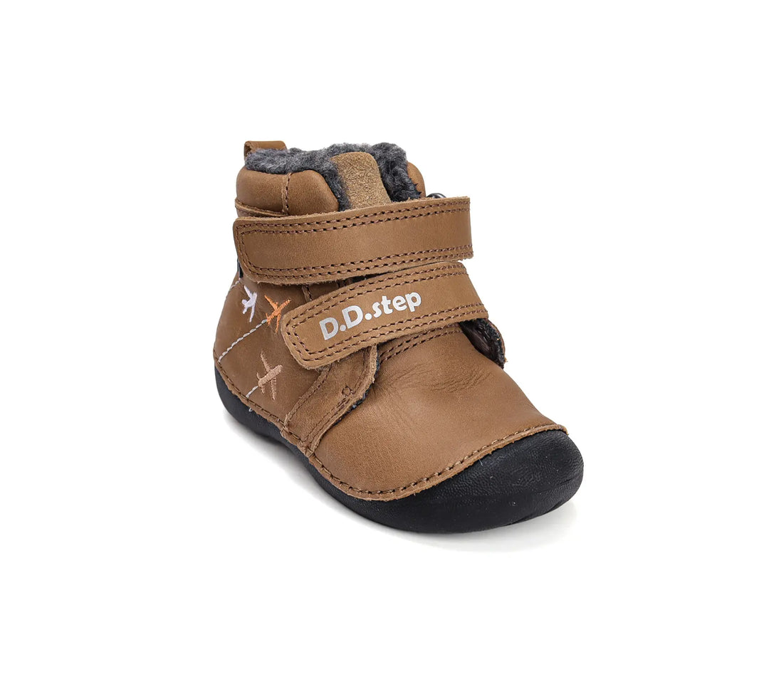D.D.step Kinder Winterstiefel Jungen Lederschuhe Schokobraun