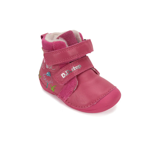 D.D.step Kinder Winterstiefel Mädchen Lederschuhe Rosa-Rot